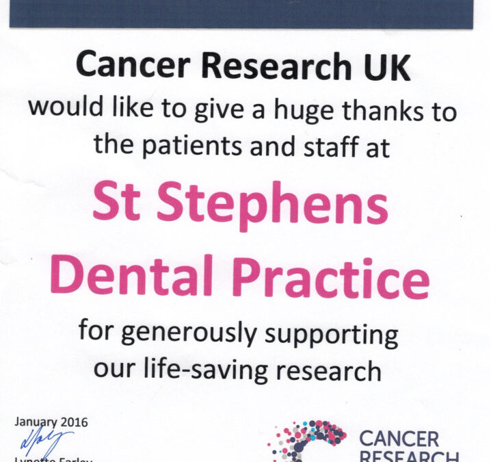Support Cancer Research with St Stephens Dental Practice