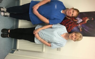 Dentist Karen Leadbetter and nurse Dawn Eyers celebrate important anniversaries